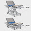 Hospital bed articulated with lifting car, railings and mattress