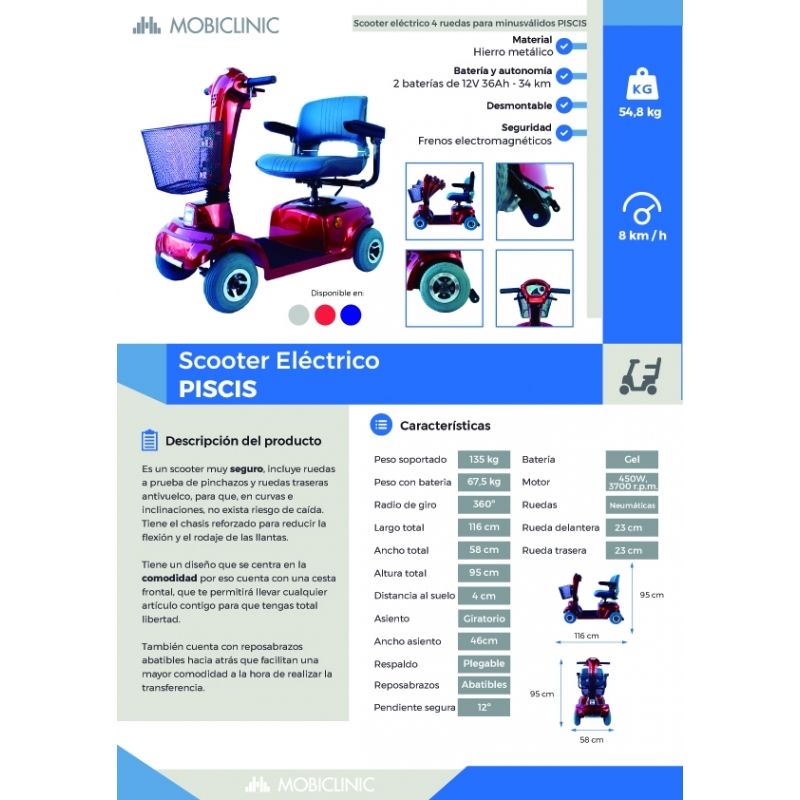 Electric scooter for reduced mobility pisces